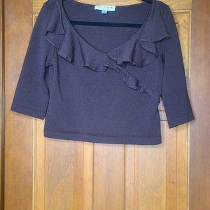 St. John Collection Women's Knit Sweater, mid length crop, brown, size 6